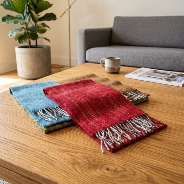 Freeni wool scarves in Carmine red