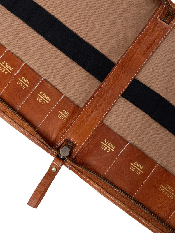 Redesigned project 103 needle case - burned tan open view