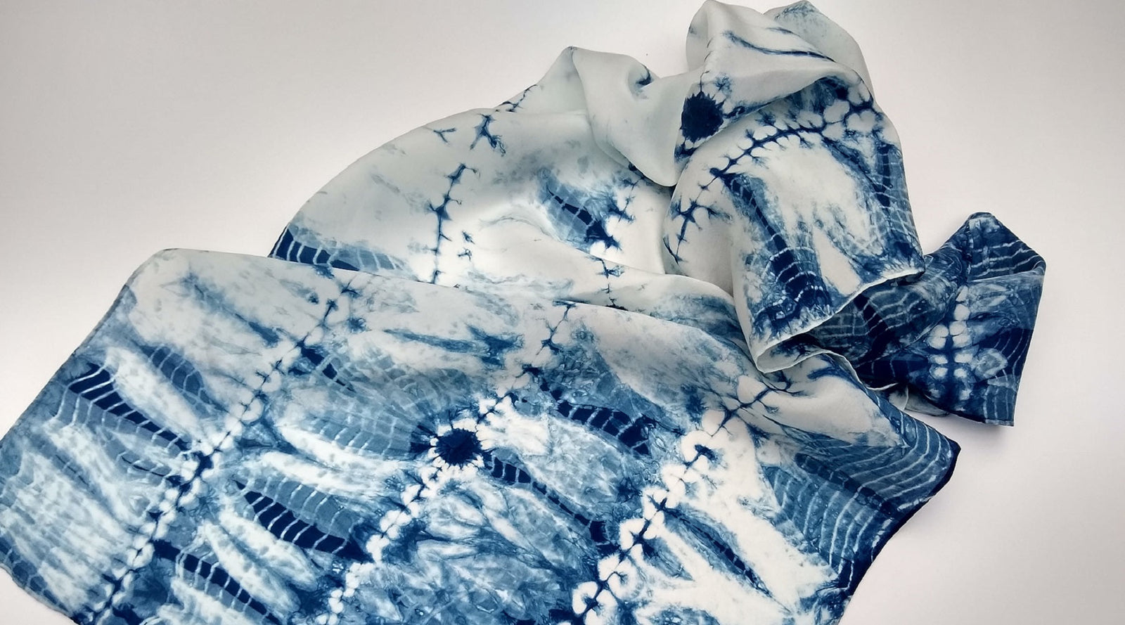 Hand dyed scarves, dyed with natural dyes.