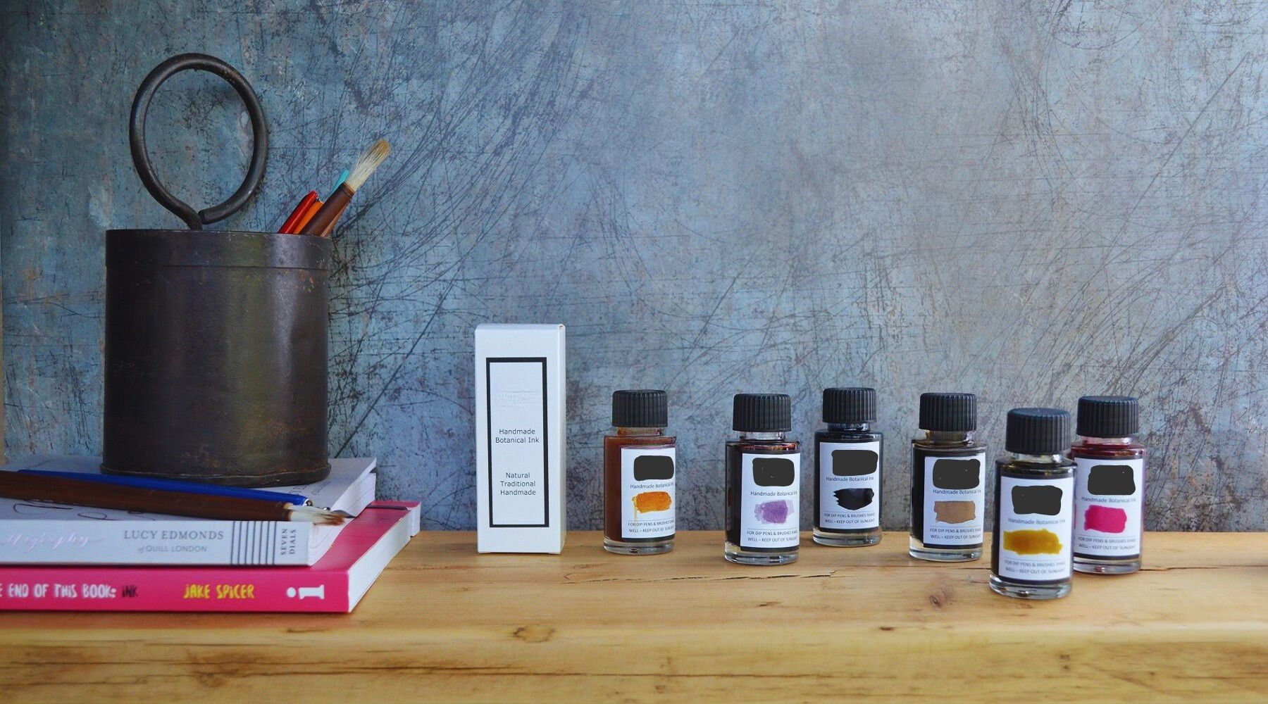 Handcrafted botanical inks, natural dyes, and unique art supplies perfect for calligraphy, painting, and creative projects