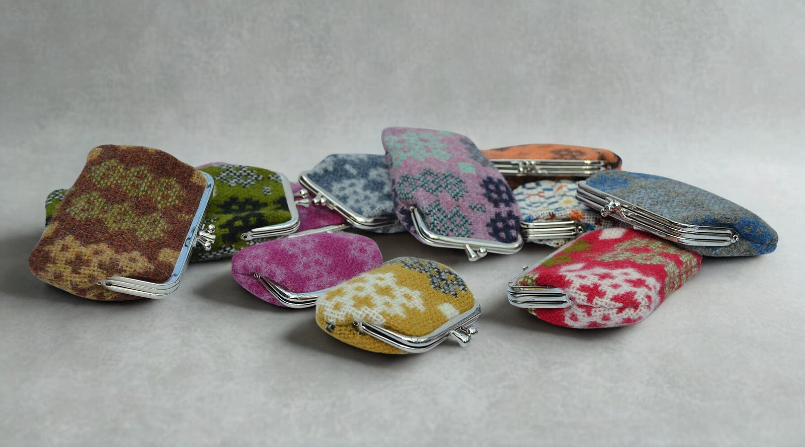 Welsh tapestry purses in three sizes and glasses and pencil cases