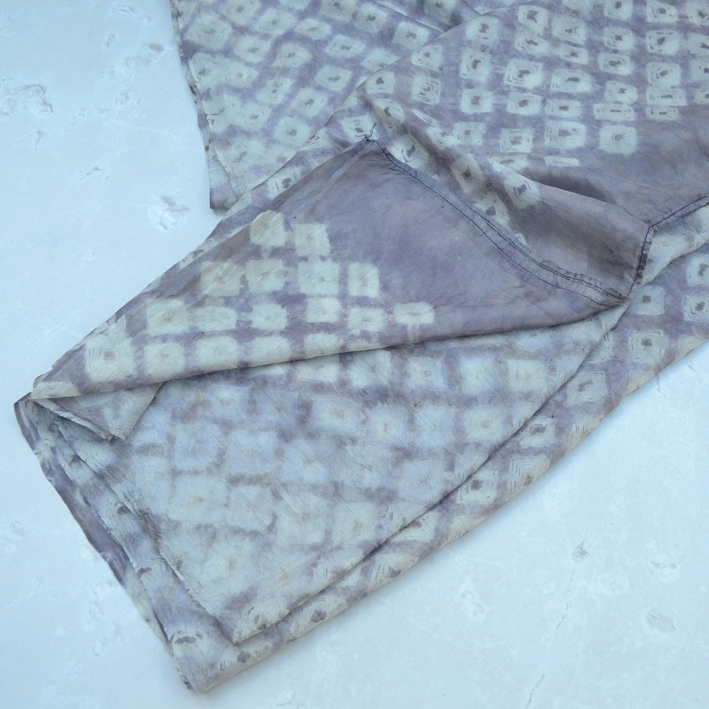 Hand dyed scarves, dyed with natural dyes. A silk shawl in a dot design that has been hand-tied by skilled Bandhani artisans of India 2