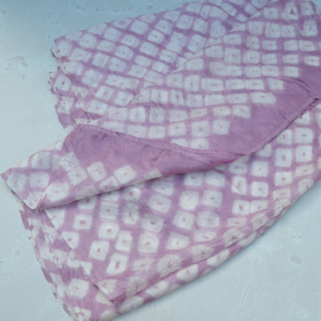 Hand dyed scarves, dyed with natural dyes. A silk shawl in a dot design that has been hand-tied by skilled Bandhani artisans of India 4