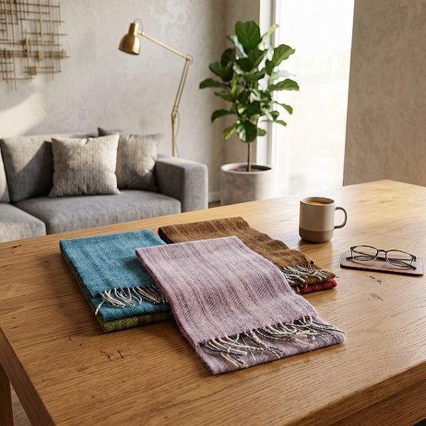 Our Frenni wool Blush Pink scarves are crafted from 100% pure wool, the same wool as in our Frenni Welsh Throw Blankets. Each scarf is generously sized at approximately 30 x 198 cm (12 x 75 inches), making it perfect for wrapping comfortably around your neck or draping stylishly over your shoulders.