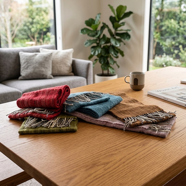 Frenni wool scarves group of five colours.
