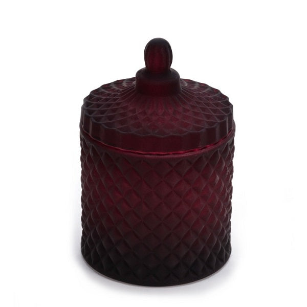 Geo cut glass candles in Burgundy. Other colours available