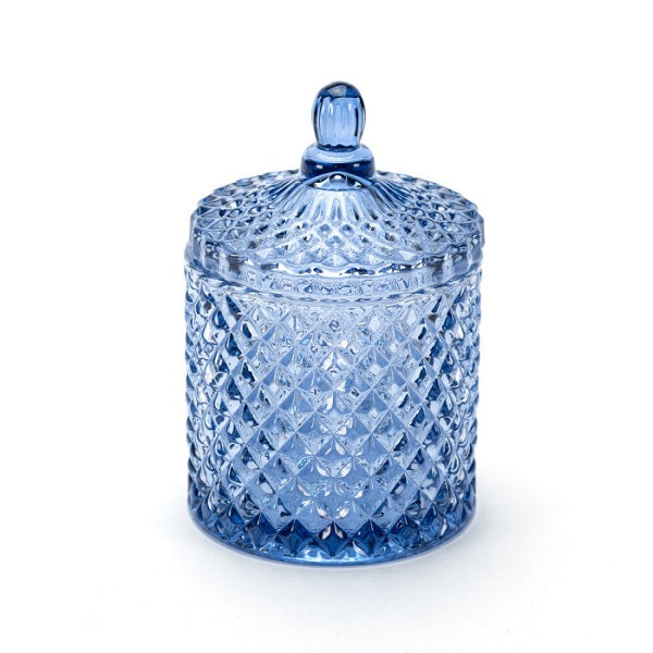 Geo cut glass candles in Midnight Blue. Other colours available