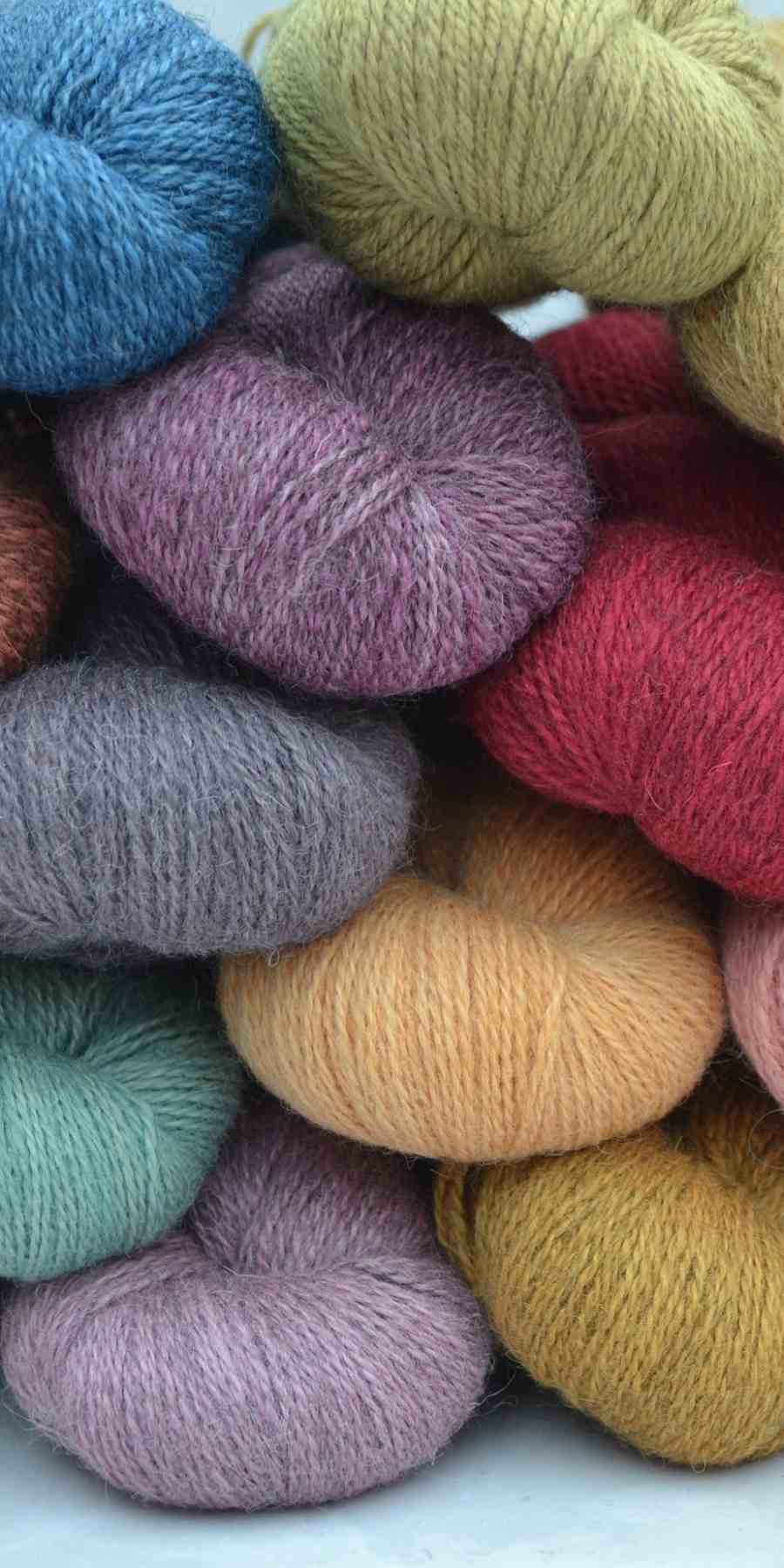 Hand dyed yarn, dyed with natural dyes only. Pile of hand dyed yarn