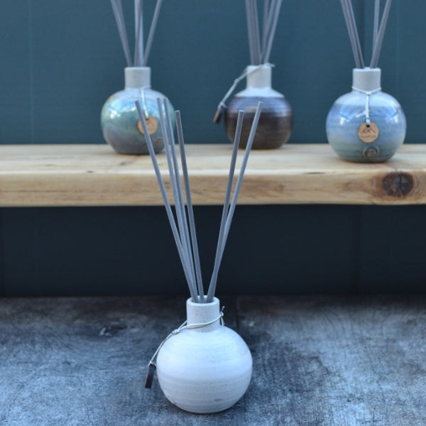Stoneware reed diffusers, hand thrown and glazed in Mist. Available in other diffuser colours