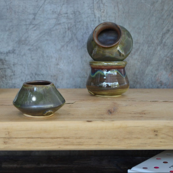 Handmade, hand thrown ceramic inkwells. Design 4