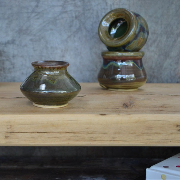 Handmade, hand thrown ceramic inkwells. Design 3