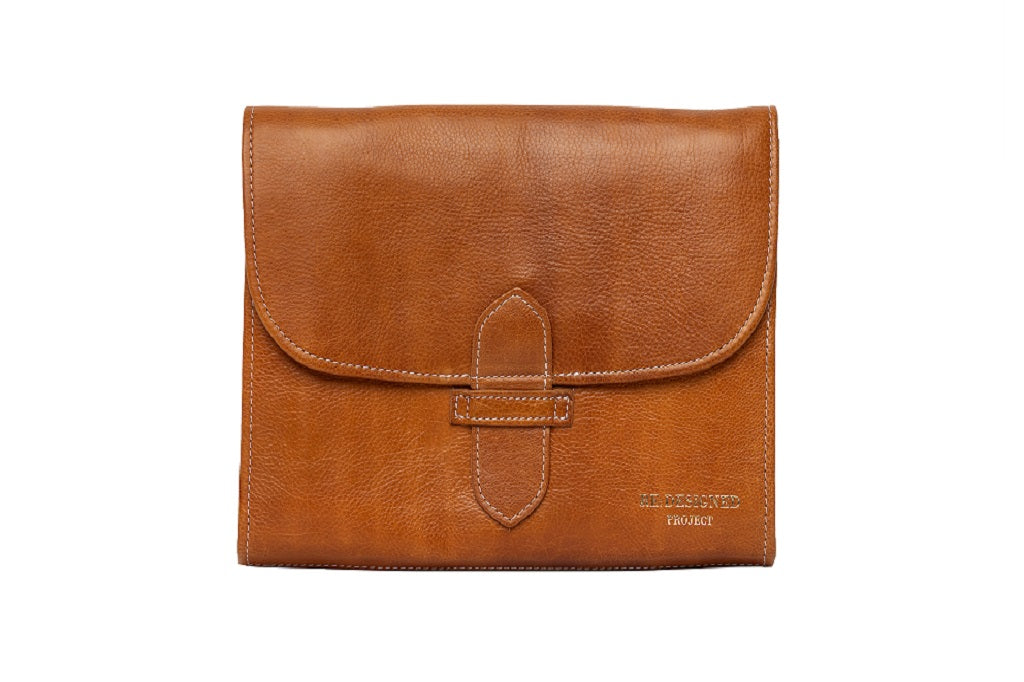 ReDesigned Project 18 - Leather Organiser for Knitting Needles Burned tan 