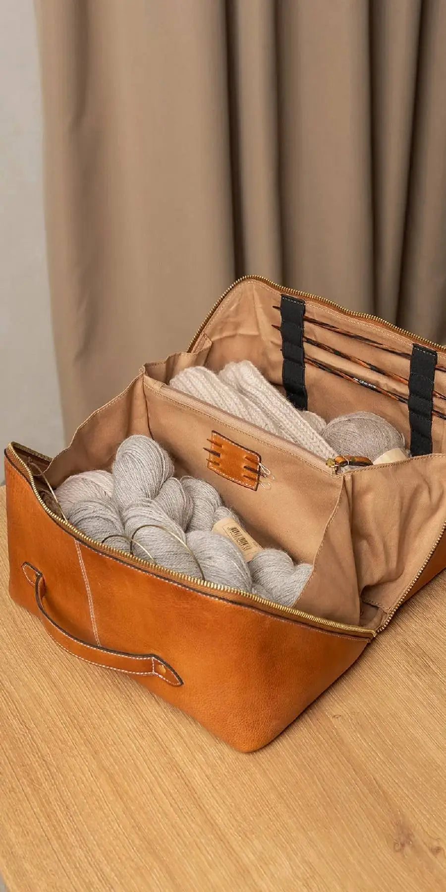 ReDesigned Project Bags - knitting bags handmade with premium leather, perfect for organising all your knotting essentials