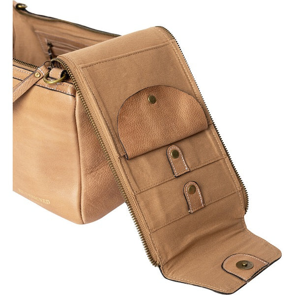ReDesigned Project 44 leather bag, open view - Taupe