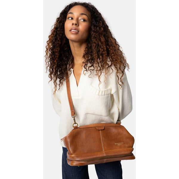 Redesigned Project Bag 45. Elegant doctor-style bag with dedicated compartments for circular needles and notions. Walnut