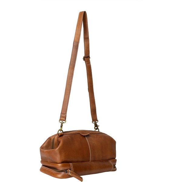 Redesigned Project leather Bag 45 with strap.  Walnut