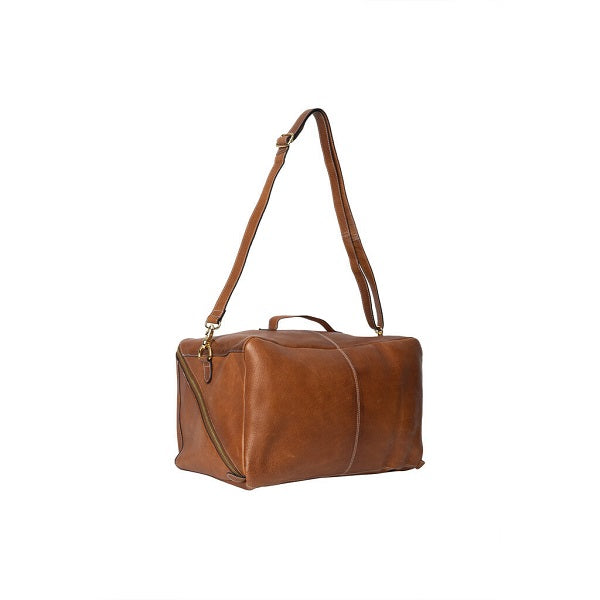 Redesigned Project 40 leather bag with shoulder strap. Walnut