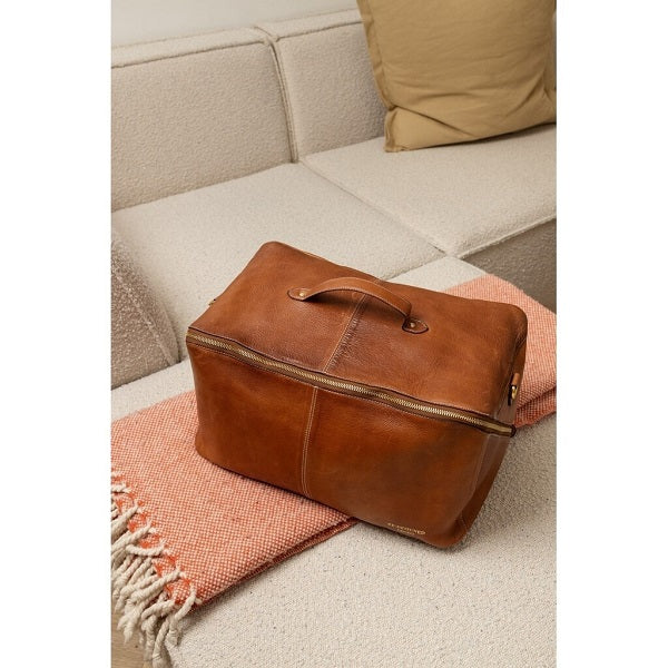 Redesigned Project 40 leather bag with shoulder strap. Walnut 