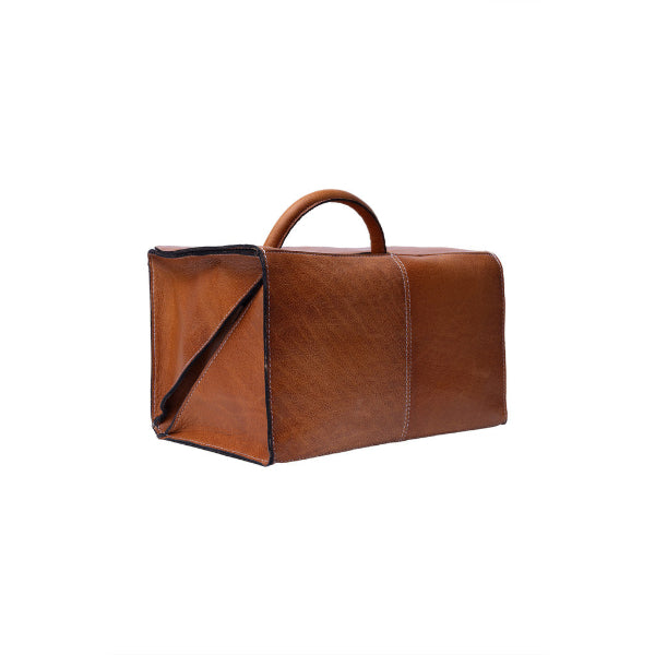 Project 115 a handcrafted leather knitting accessory bag designed to keep multiple knitting projects neatly organised in style, at home or on the go. Burned Tan.
