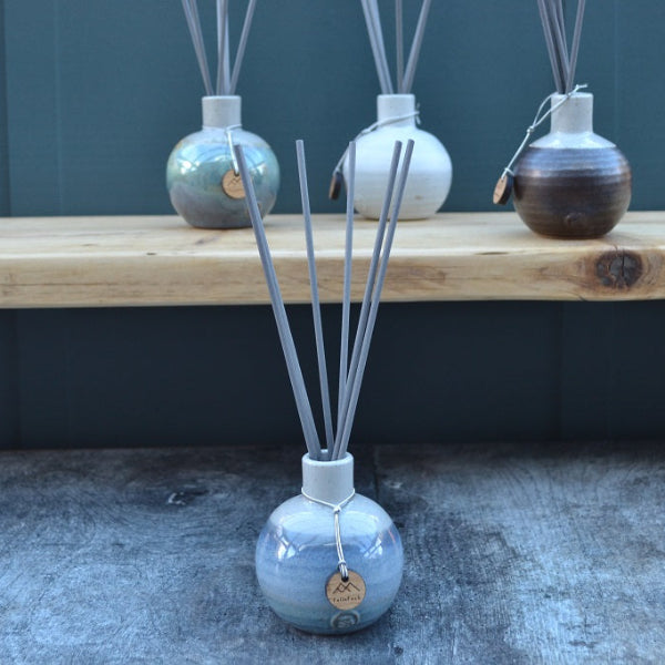 Stoneware reed diffusers, hand thrown and glazed in Sky Blue. Available in other diffuser colours