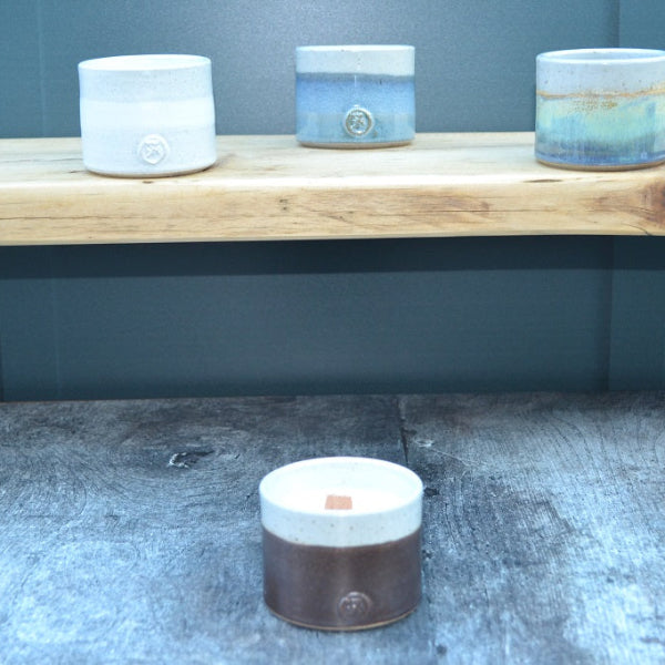 Stoneware Candle hand thrown and glazed in Walnut. Other colour candles available