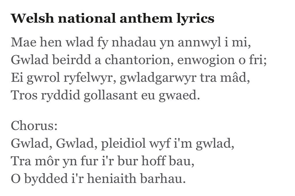 Welsh National Anthem - Anthem Genedlaethol Cymru Full welsh lyrics and English translation