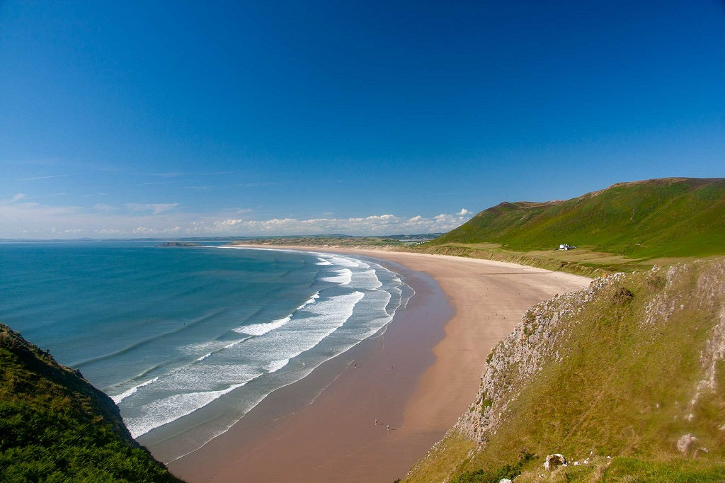 Ar Lan y Mor - Famous Welsh songs. with image of Rhosili beach, Gower, Wales, UK.