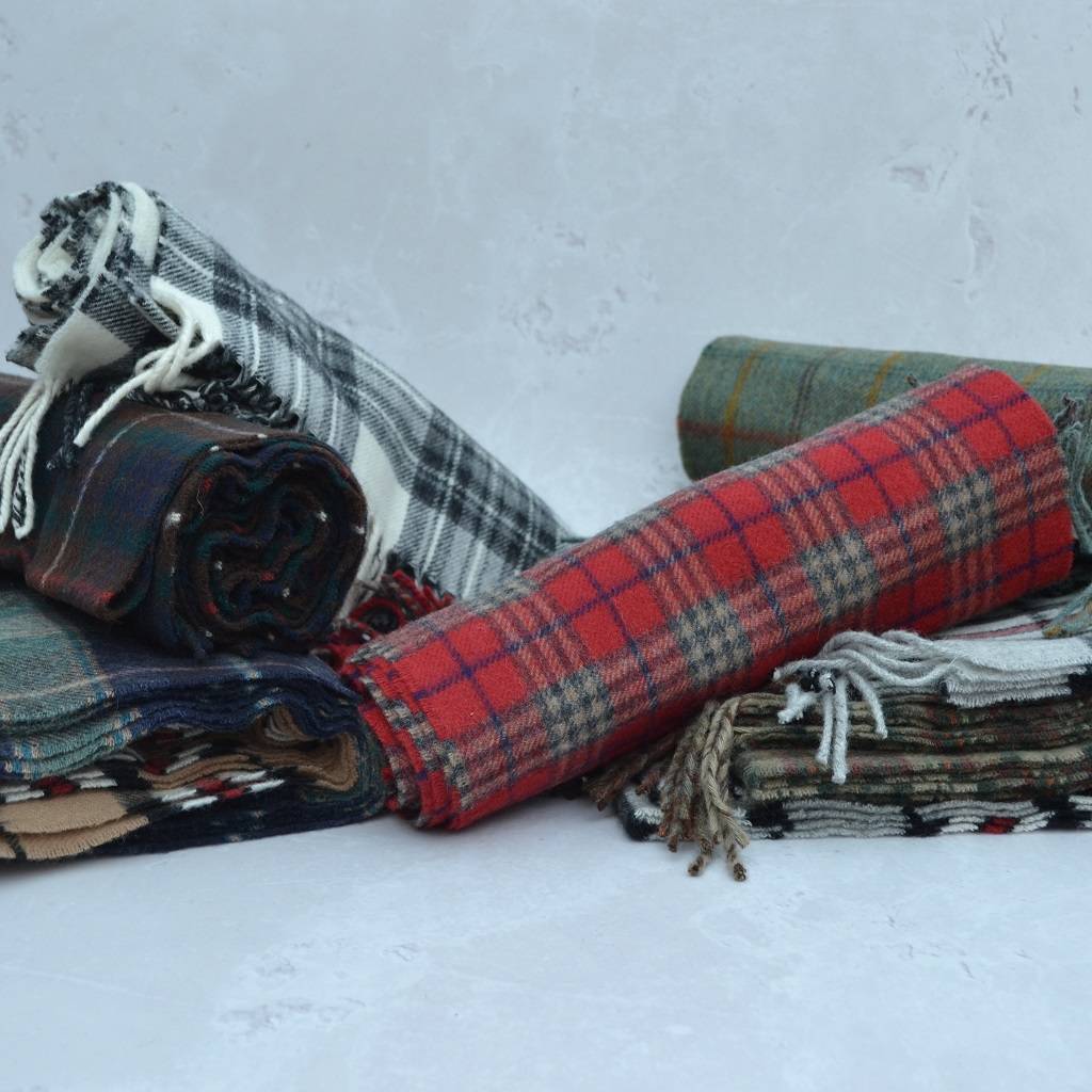 Lambswool scarves in various colours and patterns