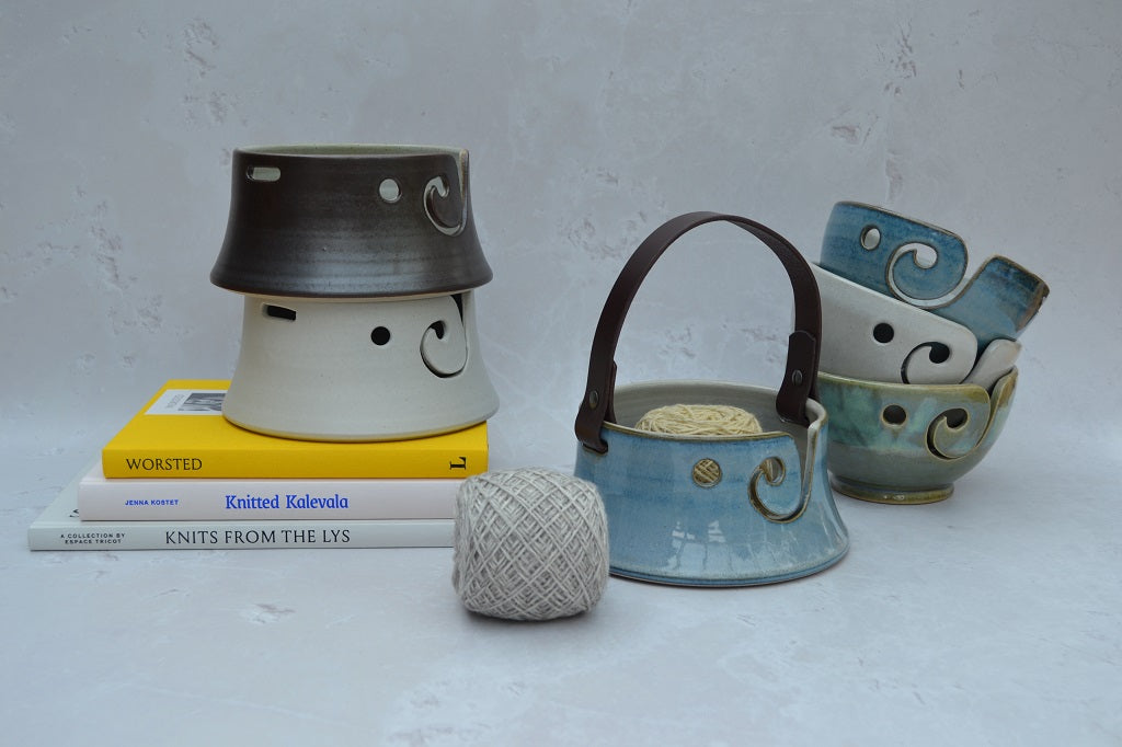 Stoneware Pottery Yarn Bowls - individually handmade in 4 glaze colours